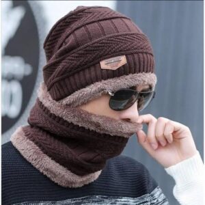Beanie Wool cap with neck warmer (Unisex)